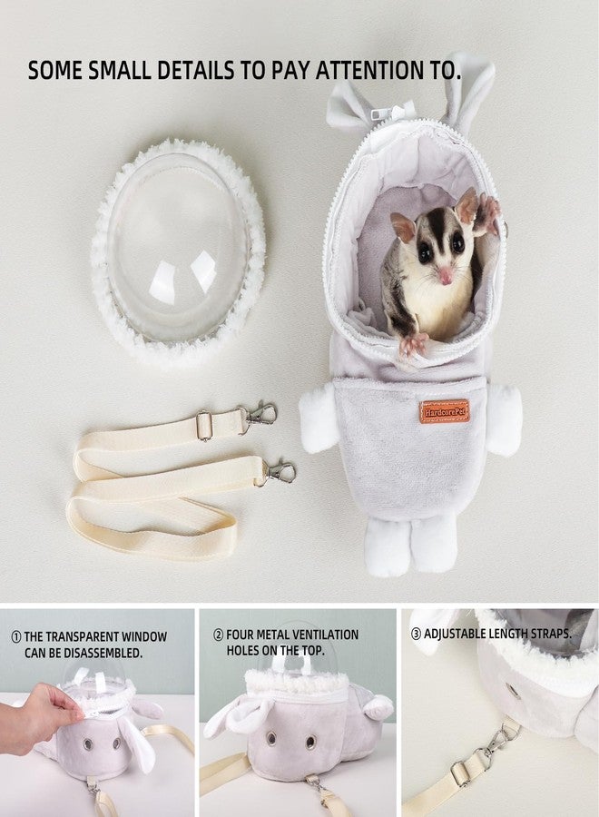 HardcorePet Hamster Carrier Rat Bag Cute Rabbit Shape Small Animal Sugar Glider Travel Pouch Gerbil Hedgehog Portable Travel Carrier Outdoor Hangbag Grey Squirrel Rat Carrier (Grey) - Image 5